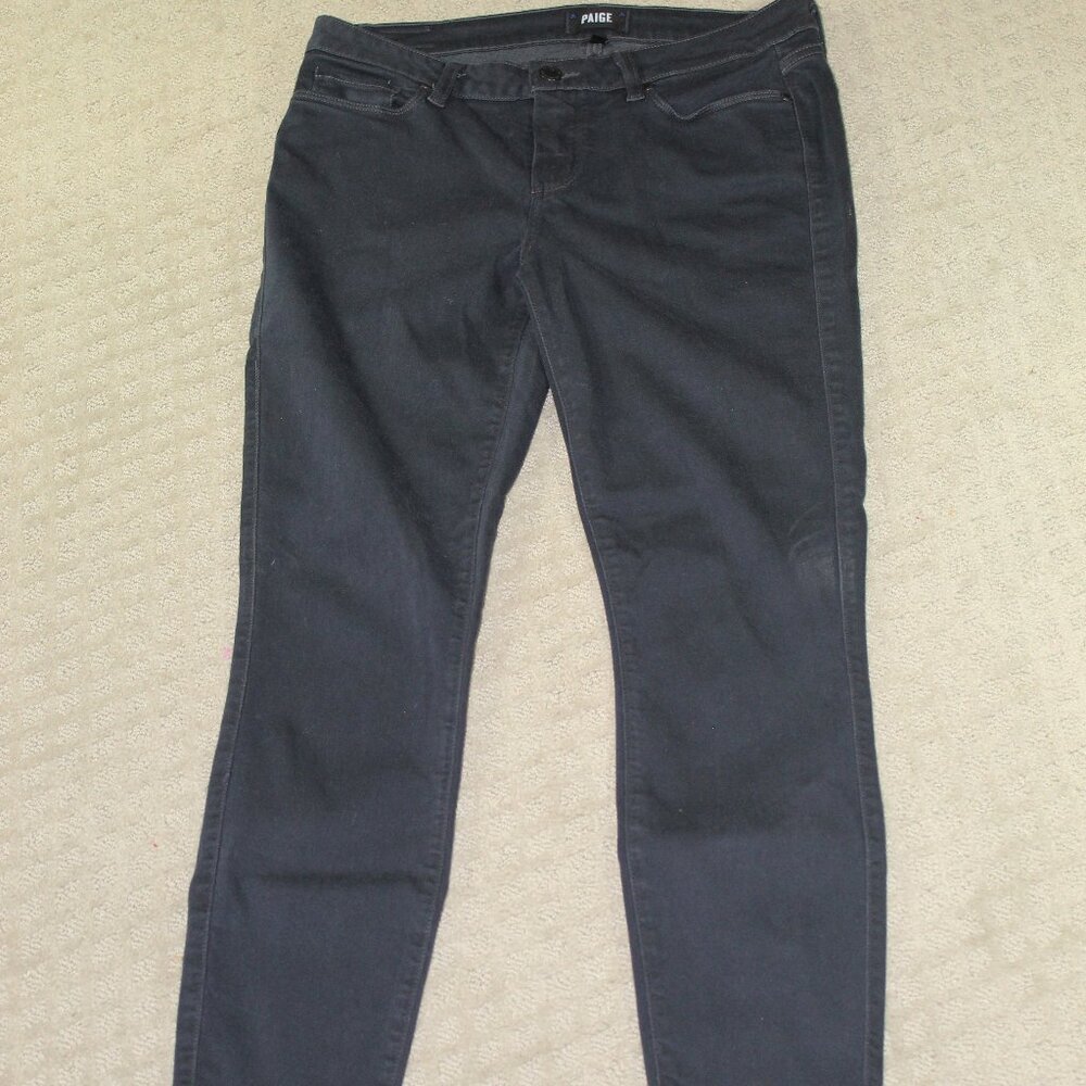 Paige Womens Size 31 Verdugo Ultra Skinny Jeans Black Denim Stretch 9" Rise